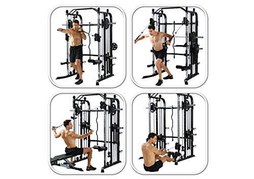 MiM USA Complete Set of Functional Trainer Smith Machine Power Cage & Adjustable Weight Bench All-in-One Ultimate Home Gym Strength Solution SM+FT 1001 Pro - Thumbnail 3