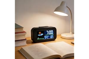 Indoor Temperature Humidity Monitor Clock Color Display Backlit Alarm Desk Clock for Bedroom Workspace
