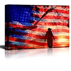 Canvas Wall Art Flag Day Theme Canvas Prints Home Artwork Decoration for Living Room Bedroom - 12x18 inches