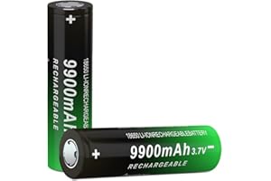 CWUU 3.7V 9900mAh 18650 Rechargeable Battery, 3.7 Volt Battery for Flashlights, Headlamps & More, Flat Top, 2 Pack