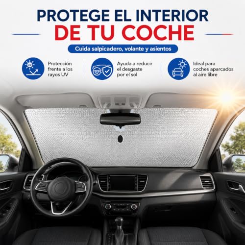 Enerfero Retractable Car Sunshade, Front Sunshade, UV Protection, Folding Sun Shade, Adjustable Size, Titanium Coating (140 x 70 cm)