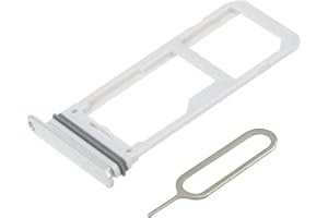 MMOBIEL Dual SIM Card Slot Tray Holder Replacement Compatible with Samsung Galaxy S8 / S8 Plus 2017 - Incl. Rubber Gasket and Sim Pin - Silver