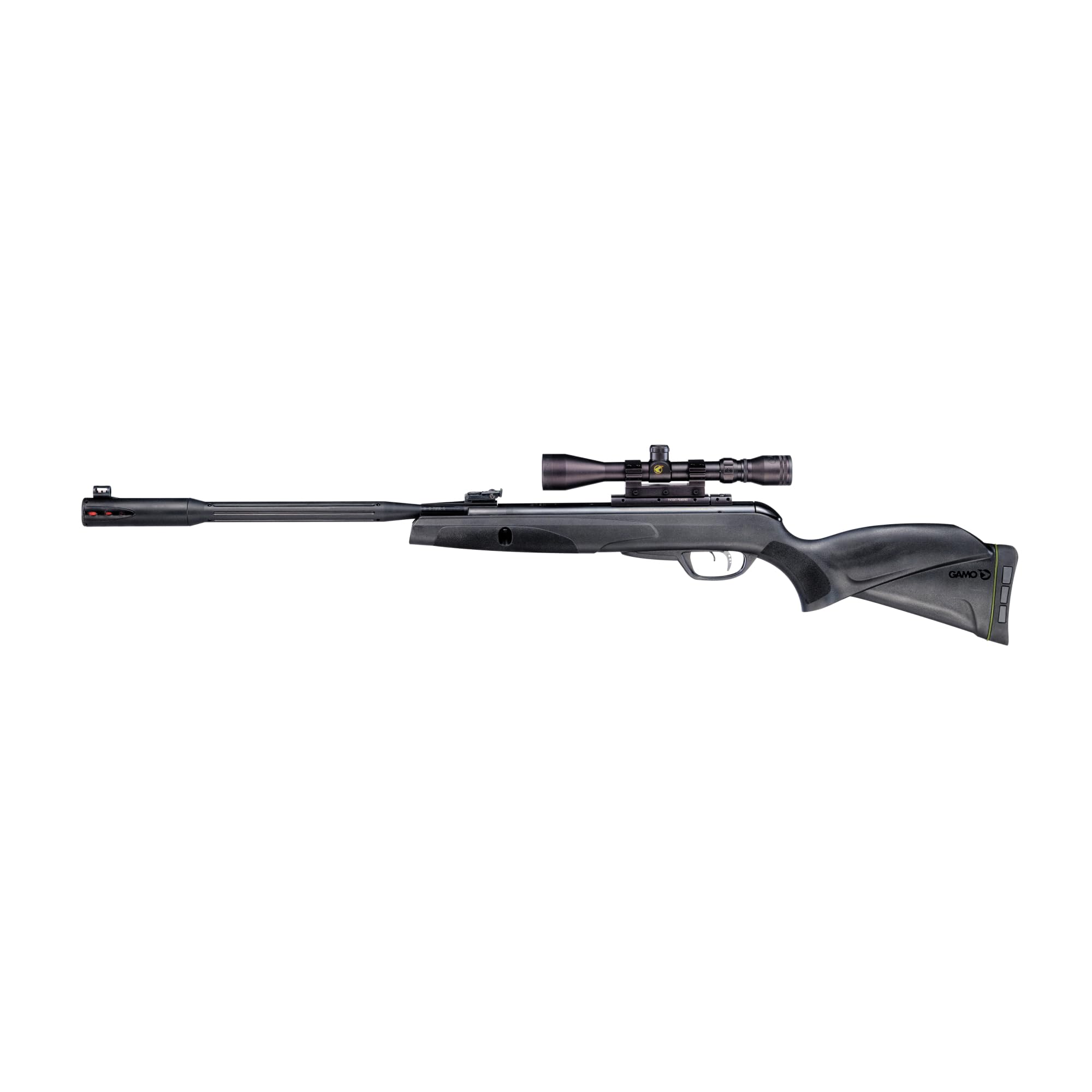 Rifle de aire de pellets Gamo Whisper Fusion Mach 1 calibre .22 - 1100 FPS, cilindro IGT Mach 1 de 33 mm, gatillo CAT - Negro