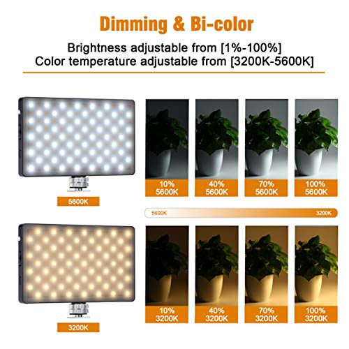 LED Video Light LituFoto N126 Photography Light Camera Light 126pcs Bi-Color Beads OLED Display Screen with Built-in Lithium Battery for Video Shooting on Cameras and Smartphones