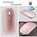2win2buy Rechargeable Wireless Mouse,2.4G Optical Sensor Ultra Slim Mice + USB Receiver for Notebook, PC, Laptop, Computer, Macbook (Rose Gold)
