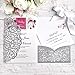 ponatia 20 PCS 3 Folds 5x7'' Wedding Invitations Cards with Envelopes Ribbons for Wedding Bridal Shower Engagement Birthday Graduation Invite (Silver Glitter)