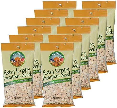 All Nuts 12 Pack Extra Crispy Pumpkin Seeds Roasted Salted 3.5oz Bags