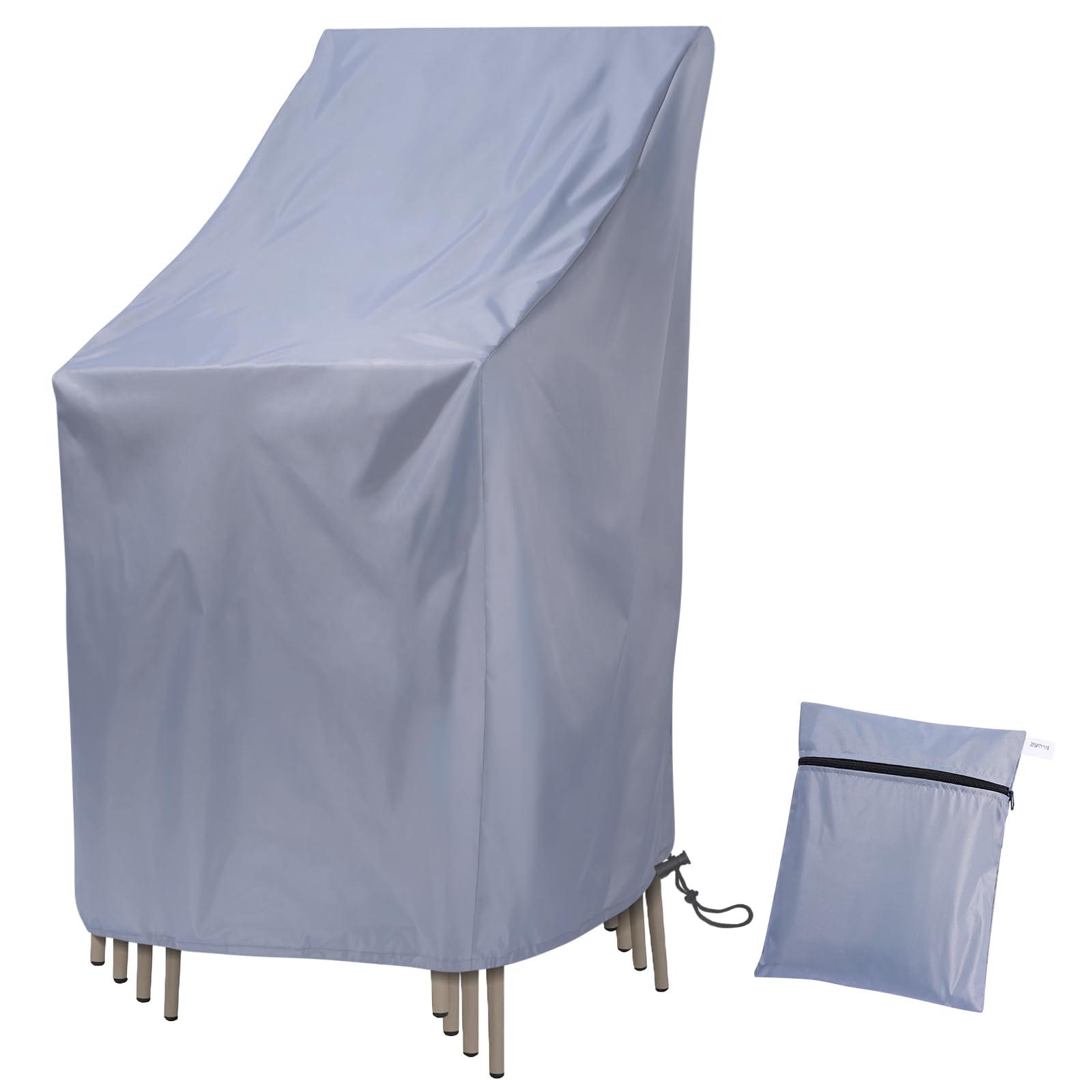 Ricyea Garden Stacking Chair Cover Waterproof 210D Oxford Fabric Garden Furniture Covers, Stackable Outdoor Chairs Covers for Patio, 64x64x70/120cm (1pc, Grey)