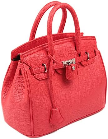 Women Top Handle Satchel Handbags with Padlock Tote Purse (Red)