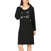 HDE Womens Sleepwear Cotton Nightgowns Long Sleeve Sleepshirt Print Night Shirt