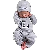 Personalized Newborn Baby Coming Home Outfit,Custom Embroidered Name Sleepwear,Infant Soft Long Sleeve Romper(style 2)