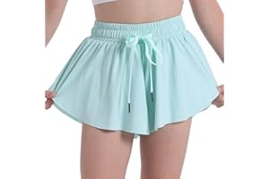 SKYANT Flowy Butterfly Shorts for Girls 2-in-1 Athletic Running Skirt Shorts Cheer Tennis Dance Preppy with Spandex Liner