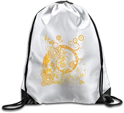 Gold Flowers Beam Mouth Backpack Knapsack FESDCUTY Backpack Novelty Customize Personality Travel Bag
