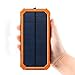 Solar Charger with 6LED Flashlight 15000mAh Solar Power Bank Dual USB External Battery Charger Cell Phone Battery Pack Outdoor Backup Charger for Bluetooth iPhone HTC Nexus Camera Tablet-Orange