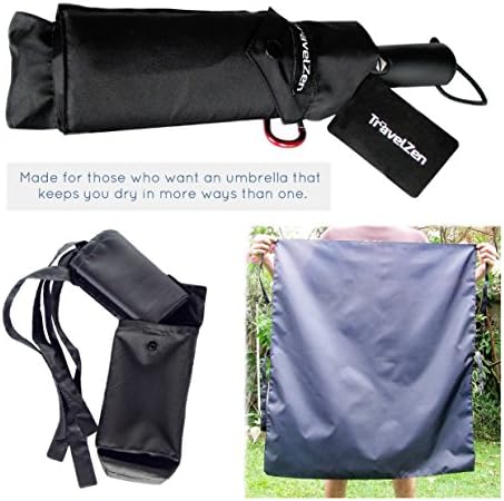TravelZen Unique Compact Auto Open Close Travel Umbrella plus Waterproof Tarp