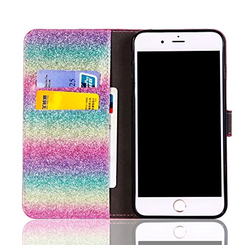 For iPhone 6 Plus/ 6S Plus Case,Aearl Bling Glitter 3D Butterfly PU Leather Flip Case With Stand Wallet Card Slots Magnetic Book Cover with Screen Protector for iPhone 6S Plus/ 6 Plus -Gradient green
