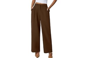 QINSEN Wide Leg Dress Pants for Women High Waisted Wrinkle Free Work Pants with Pockets Casual Slack
