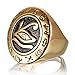 JAJAFOOK Mens Gold Stainless Steel Egypt Eye of Horus Symbol of Protection Ring Round Signet Jewelry