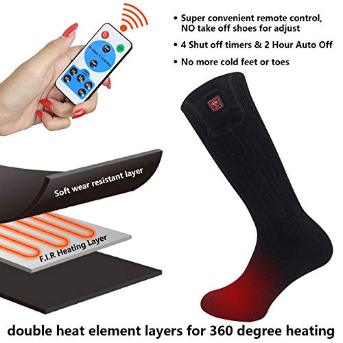 CREATRILL Heated Socks w/Rechargeable Batteries, Men Women Winter Heating Thermal Sock w/Remote Control for Cold Feet Ski Hunting Camping Hiking Riding Motorcycle Foot Warmer