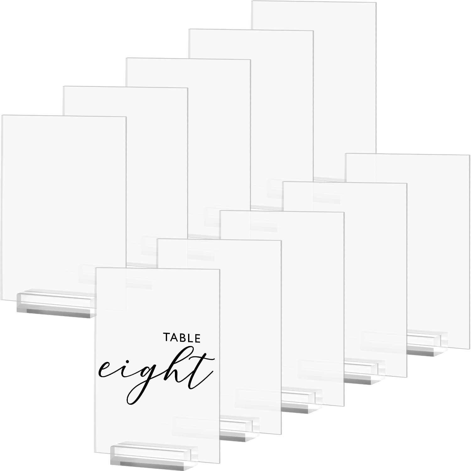 Photo 1 of 10 Pack Frosted Acrylic Sign with Stand-5x7 Inch Blank Rectangular Acrylic Signs with Holder, DIY Acrylic Sign Blank for Wedding Acrylic Table Numbers