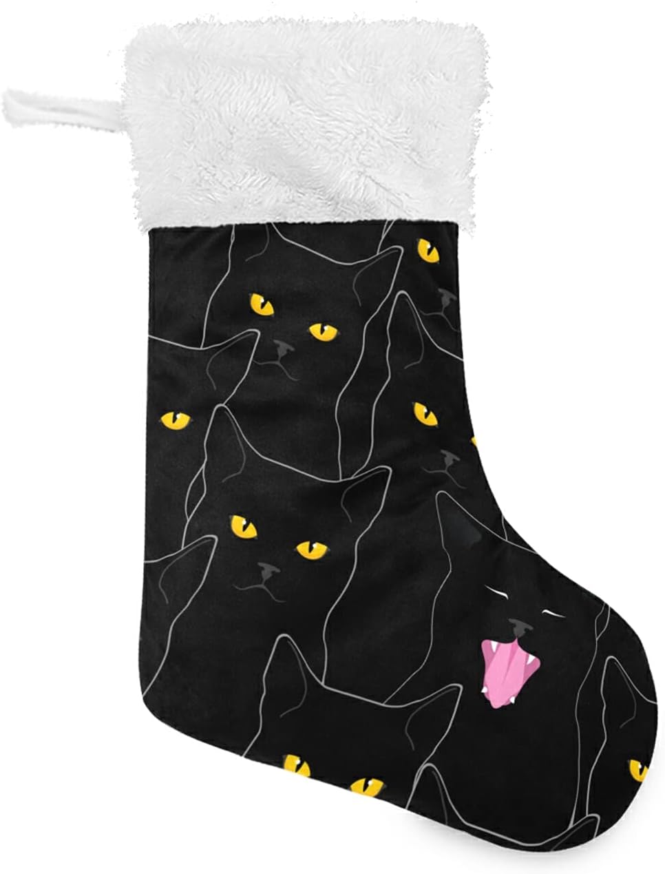 Stockings & Holders - MCHIVER Cute Black Cats Christmas Stockings Classic Farmhouse Xmas Stocking 18inch Santa Stocking Decorations for Tree Party Stairs Fireplace