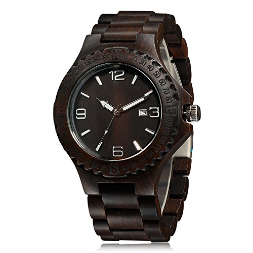 Cucol wood grain watch handmade black wooden wrist watc…