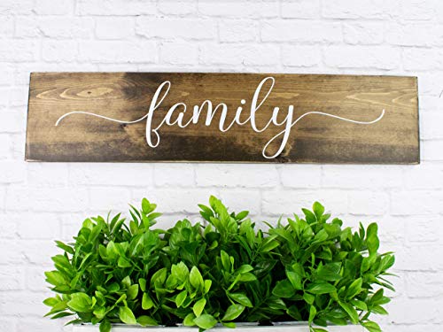 Dark Walnut Family Wooden Sign - Rustic Farmhouse Wood Handmade Decor - Wood Wall Home Decor
