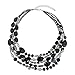 Bocar Multi Layer 5 Strand Statement Collar Beaded Necklace for Women Gift (NK-10376-black)