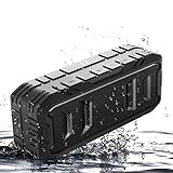 Loud Bluetooth Speaker Waterproof Portable Bluetooth Speakers Wireless Speakers Outdoor with Superior Bass,Stereo,20W Loud Volume,TF Card,Built in Dual Mic,TWS,24Hours Playtime, 3600mAh,Black,SHIDU