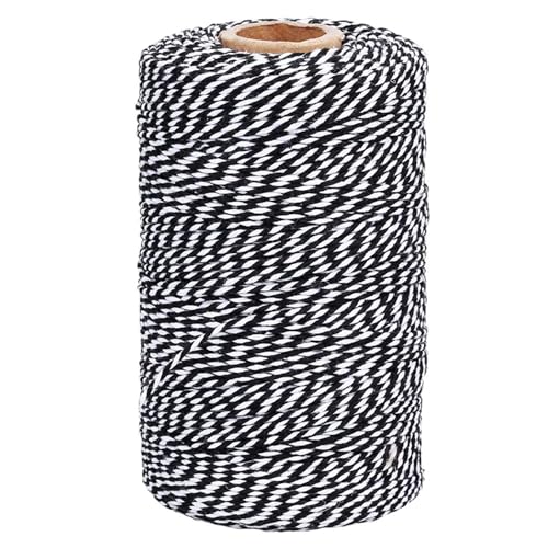 TACHIO Cotton Cable 2 mm Baker 200 Meters Decorative Craft Cable Baker Thread Cooking in the Kitchen Baking Butcher Craft Black and White Packaging