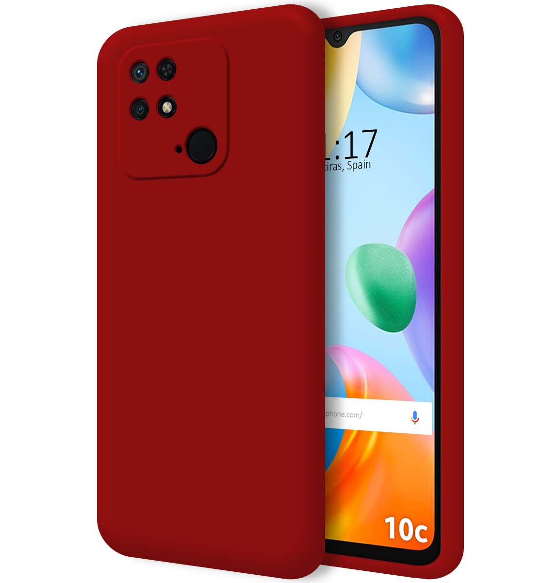 Tumundosmartphone Ultra Soft Liquid Silicone Case for Xiaomi Redmi 10C Red