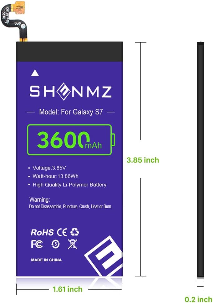 Galaxy S7 Battery,SHENMZ 3600mAh Li-Polymer Internal Battery, EB-BG930ABE Replacement Battery for Samsung Galaxy S7 G930 G930V G930A G930T G930P with Complete Replacement Kits [18 Months Warranty]: Home Audio & Theater