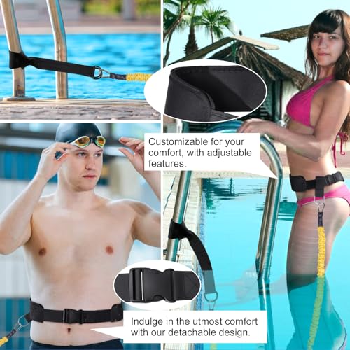 Swimming Belt for Pool, Swimming Aid Adult Pool, Swimming Belt Pool Adults, Swimming Resistance Belt with 2.5-7.5 m Adjustable Swimming Rope for Any Swimming Pool Without Countercurrent System