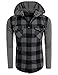 COOFANDY Men's Casual Plaid Long Sleeve Button Down Shirt Hooded Shirts