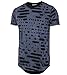 KLIEGOU Mens Hipster Hip Hop Ripped Round Hemline Hole T Shirt (05-3) Navy Blue M