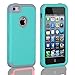 J.west 5C Case, iPhone 5C Case. Full Body Hybrid Hard PC and Soft Silicone 3-Layer Combo Shockproof Hard Case Cover for iPhone 5C - Light Blue/Grey