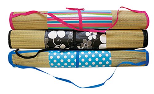 Straw Beach Mat 2x6ft., Assorted Colors and Designs, Sold in Pack of 2