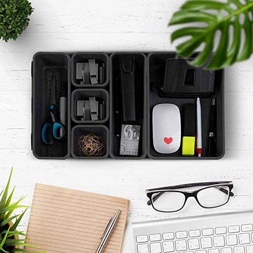 LukLoy 16 Pcs Interlocking Desk Drawer Organizer Tray 3 Sizes Plastic