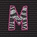Zebra Letter M Iron On Rhinestone Crystals and Pink Rhinestud T-Shirt Transfer by Jubilee Rhinestones