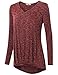 Timeson Women V Neck Short Sleeve High Low Mature Sweatheart Activewear Ruched Tunic Tops Large Wine