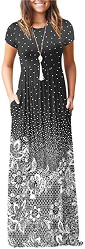 VIVOSKY Women's Maxi Dress Floral Print Causal Long Dress with Pocket
