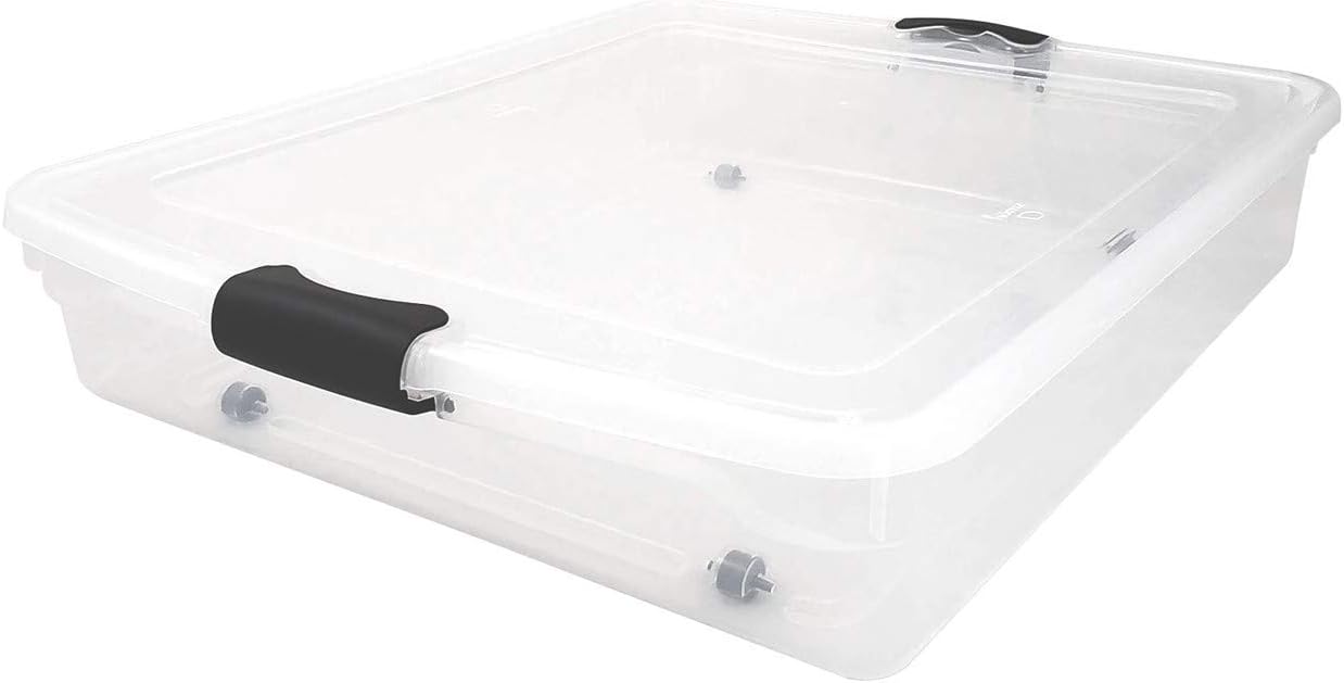 HOMZ 3460CLGRDC.02 Clear underbed Storage Container with lid, 56 Quart, Grey, 2 Pack