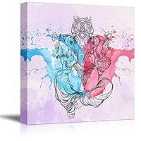 Canvas Wall Art Tribal Elephant Splash-Ink Effect Canvas Prints Home Artwork Decoration for Living Room,Bedroom - 12x12 inches