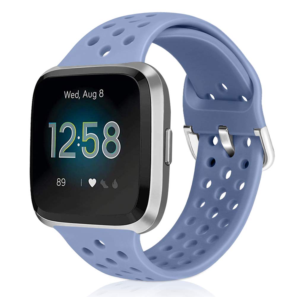 Runostrich Sport Strap Compatible with Fitbit Versa 2/Fitbit Versa/Versa Lite/SE, Soft Silicone Band Replacement Breathable Wristband Accessories for Smart Fitness Watch for Women Men (Denim Blue)