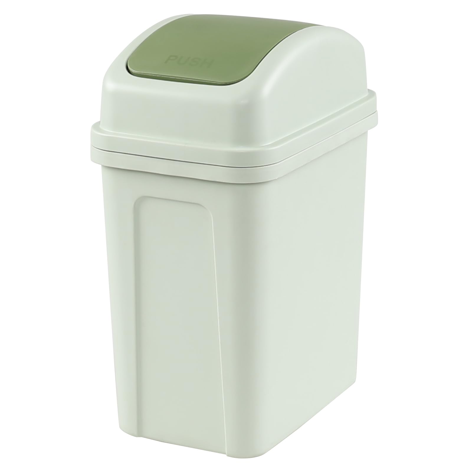 Ikando 7 L Small Trash Bin with Swing-top Lid, Plastic Garbage Bin, Green