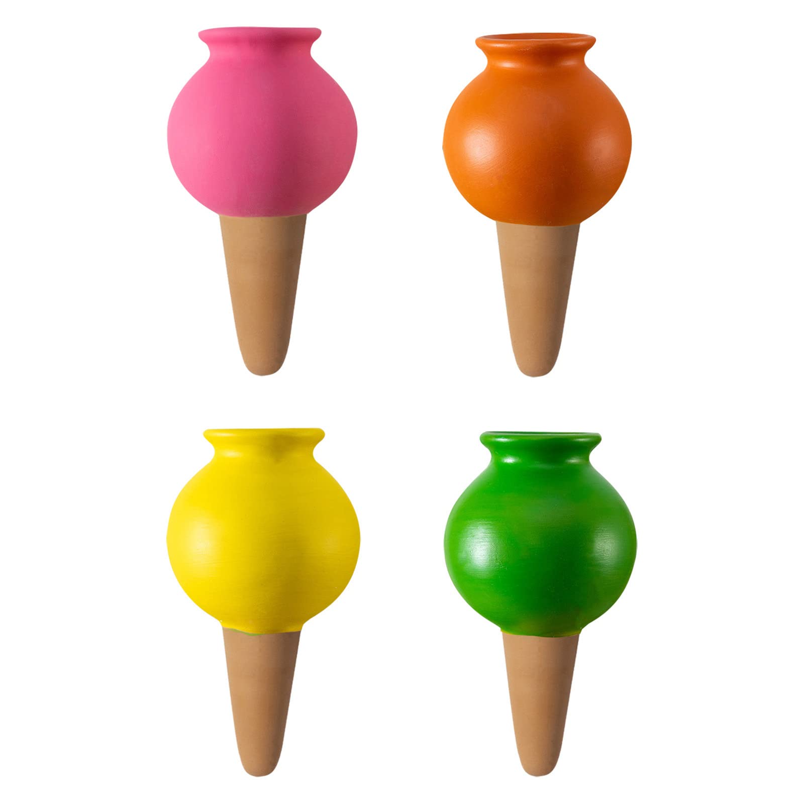 Joparri RAZURE Pack of 4 Terracotta Self-Watering Spikes, Plant Watering Stakes, Decorative Self-Watering Stakes 430 ml, Automatic Dropper for Indoor Potted Plants (#2)