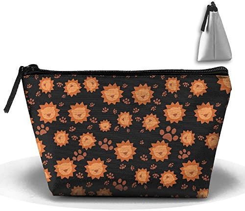 LogicBB Lion Paw Prints Print Makeup Bag Travel Cosmetic Pouch Storage Brush Holder Toiletries Bag Waterproof Jewelry Organizer With Zipper For Women&amp;Girls