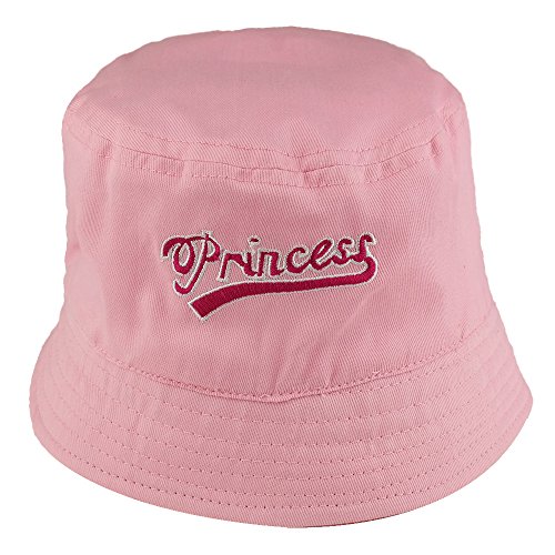 Girl's Princess Embroidered Youth Size Cotton Bucket Hat - PINK - 48CM