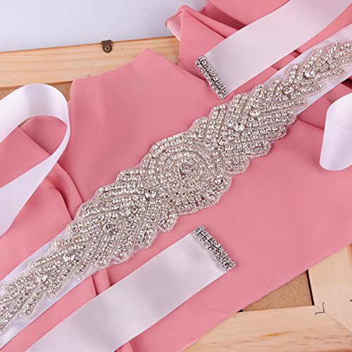 Azaleas Women's Crystal Bridal Sash Belts Wedding Belt Sashes for Wedding Ivory One Size - Thumbnail 3