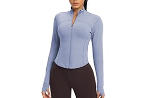 colorskin Women's Lightweight Zip Up Workout Jackets Yoga Cropped Running Gym Track Athletic Jacket with Thumb Holes